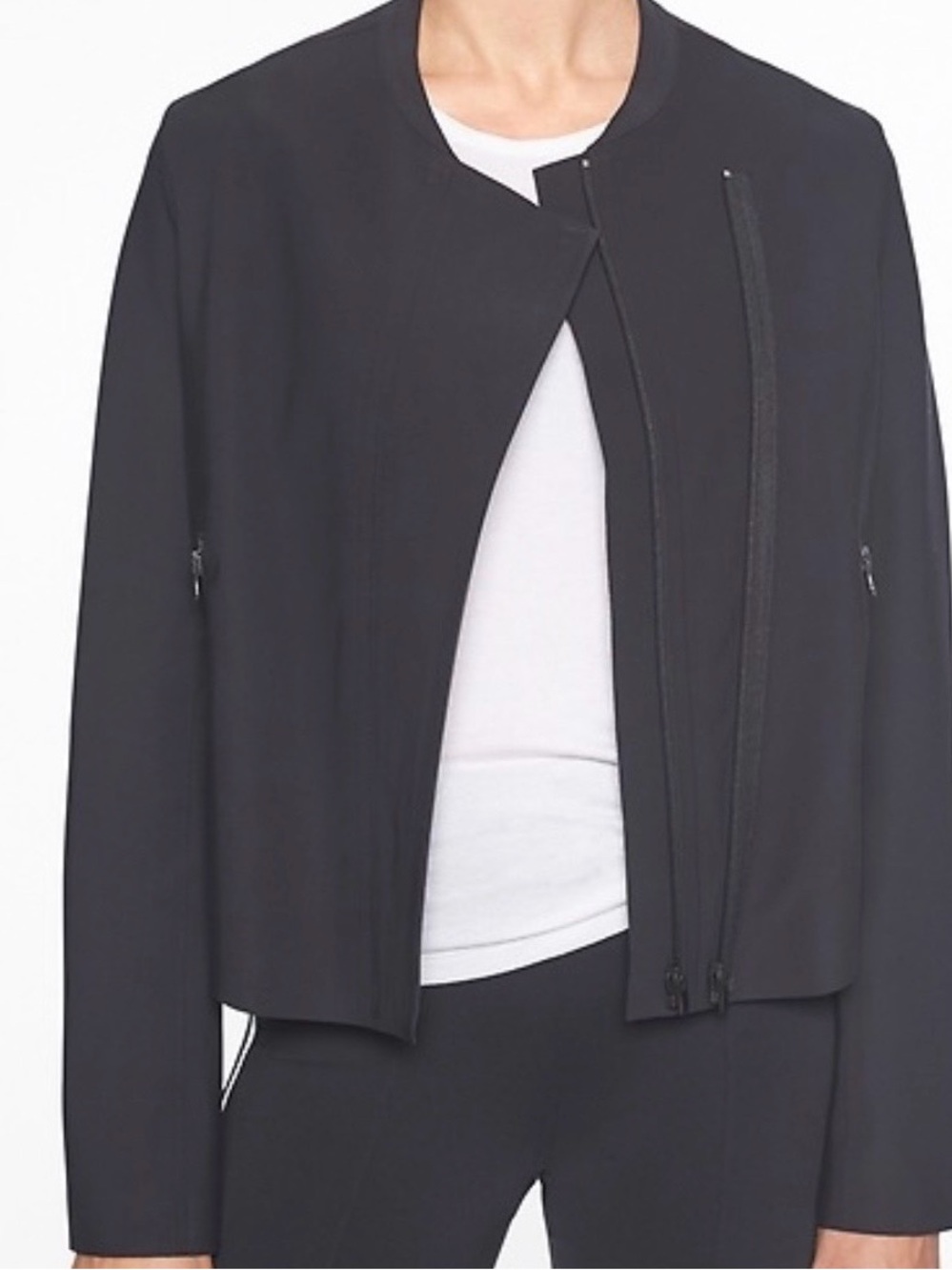 Athleta Charcoal Asymmetric Zip Bomber Jacket Large